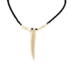 Bone Tooth Necklace on Leather Chain with Brass Closure - White Design