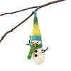 Icy Winter Snowman Felt Ornament, Set of 2