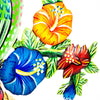 Peacock and Hibiscus Painted Haitian Steel Drum Wall Art