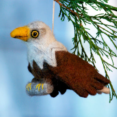 Wild Woolies Felt Bird Garden Ornament - Bald Eagle