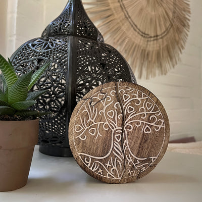 Handmade Tree of Life Mango Wood Puzzle Box