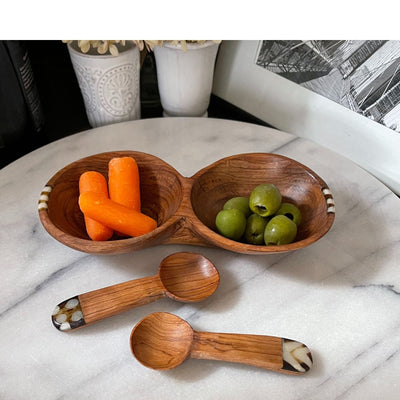 Rustic Olive Tray with Two Round Scoops