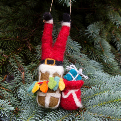 Up on the Rooftop Santa Handmade Felt Ornament