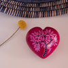 Large Soapstone Red Puffy Heart with Acacia Tree Carving