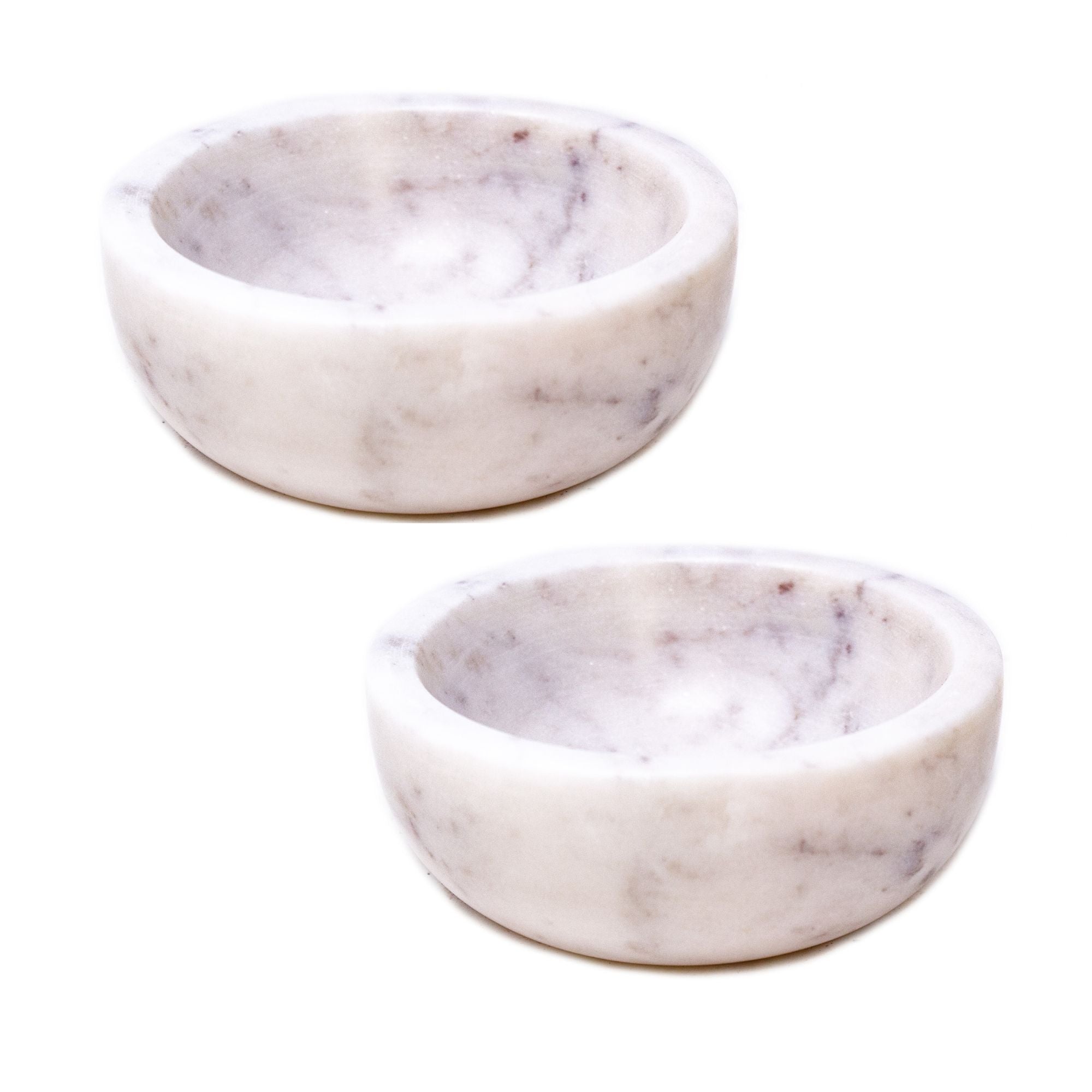 Handmade White Marble Pinch Bowls, Set of 2