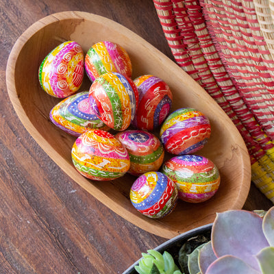 Colorful Carved Soapstone Eggs, Set of 10