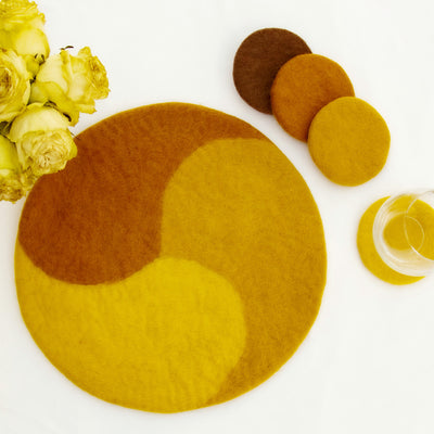 Handmade Felt Macaroon Coasters, Set of 4: Honey Bee