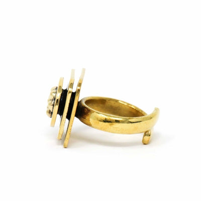 Floral Abstract Adjustable Brass Ring