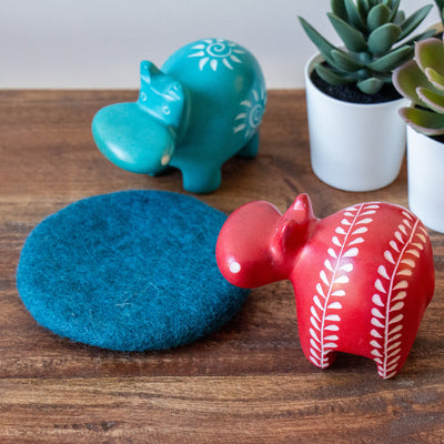 Soapstone Hippo - Large - Red