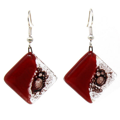 Rhombus Glass Dangle Earrings - Posh Plum