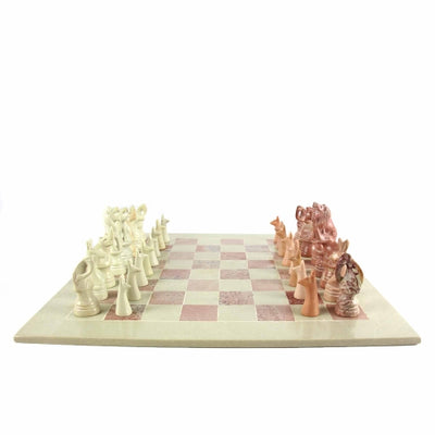 Hand Carved Soapstone Safari Animal Chess Set