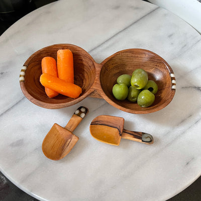 Rustic Olive Tray with Two Shovel Scoops