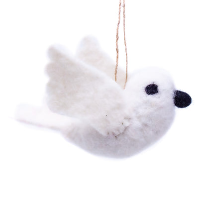 White Dove and Mistletoe Handmade Felt Ornaments, Set of 2