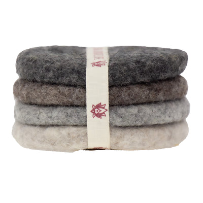 Handcrafted Felt Macaroon Trivet & Coaster Gift Set in Cobblestone Grey