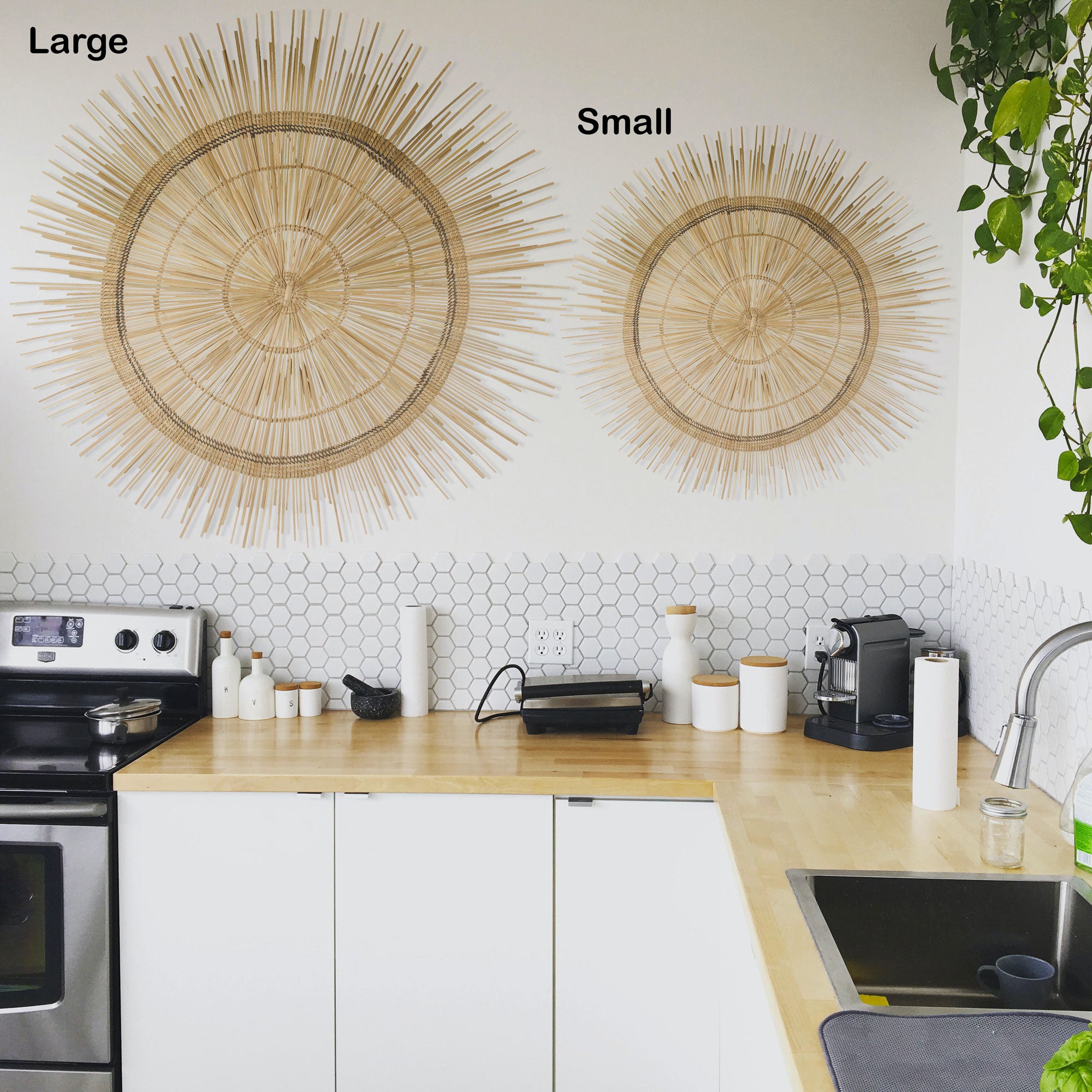 Global Crafts Large and Small Sun Circle Wall Decor, Natural