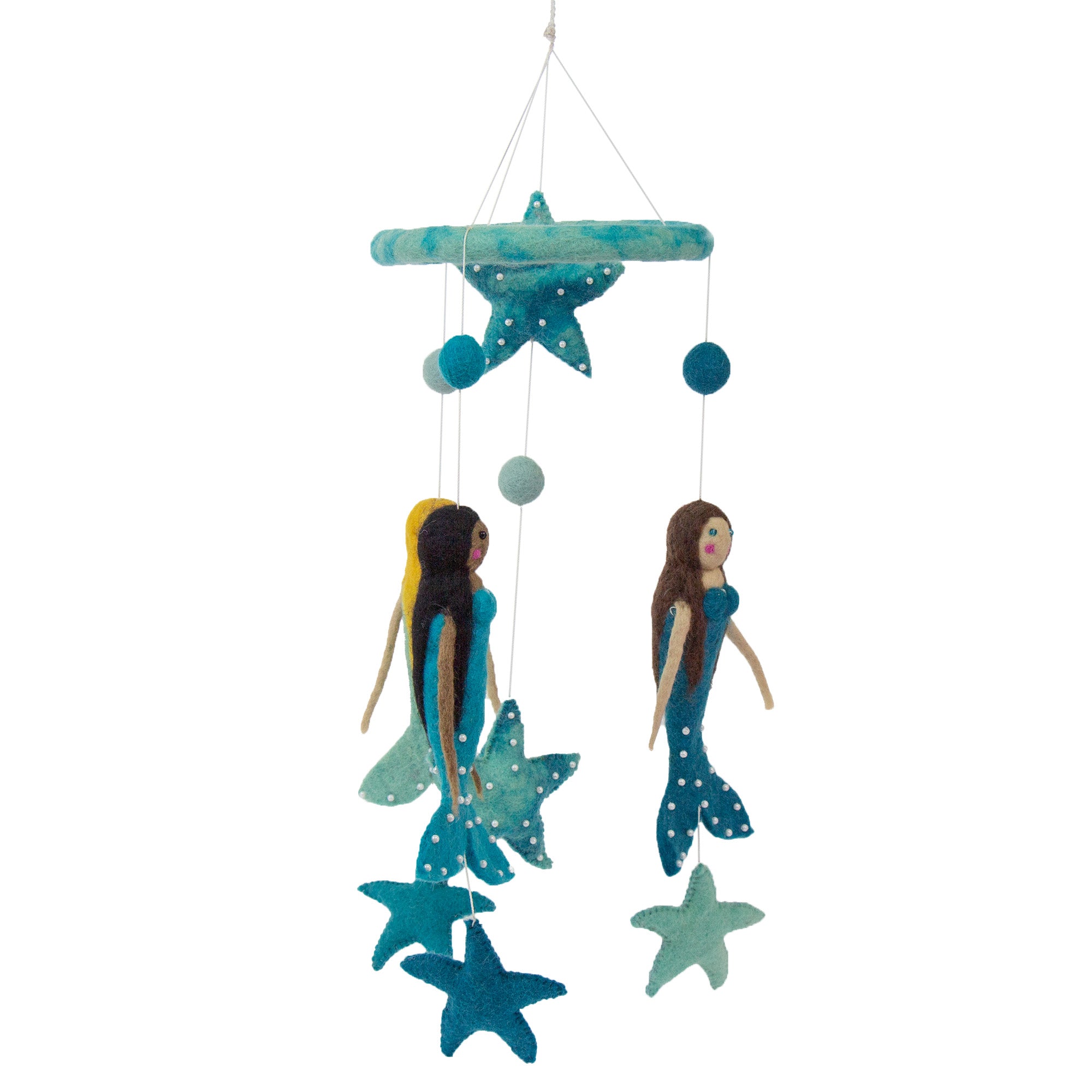 Blue Mermaid Felt Nursery Mobile