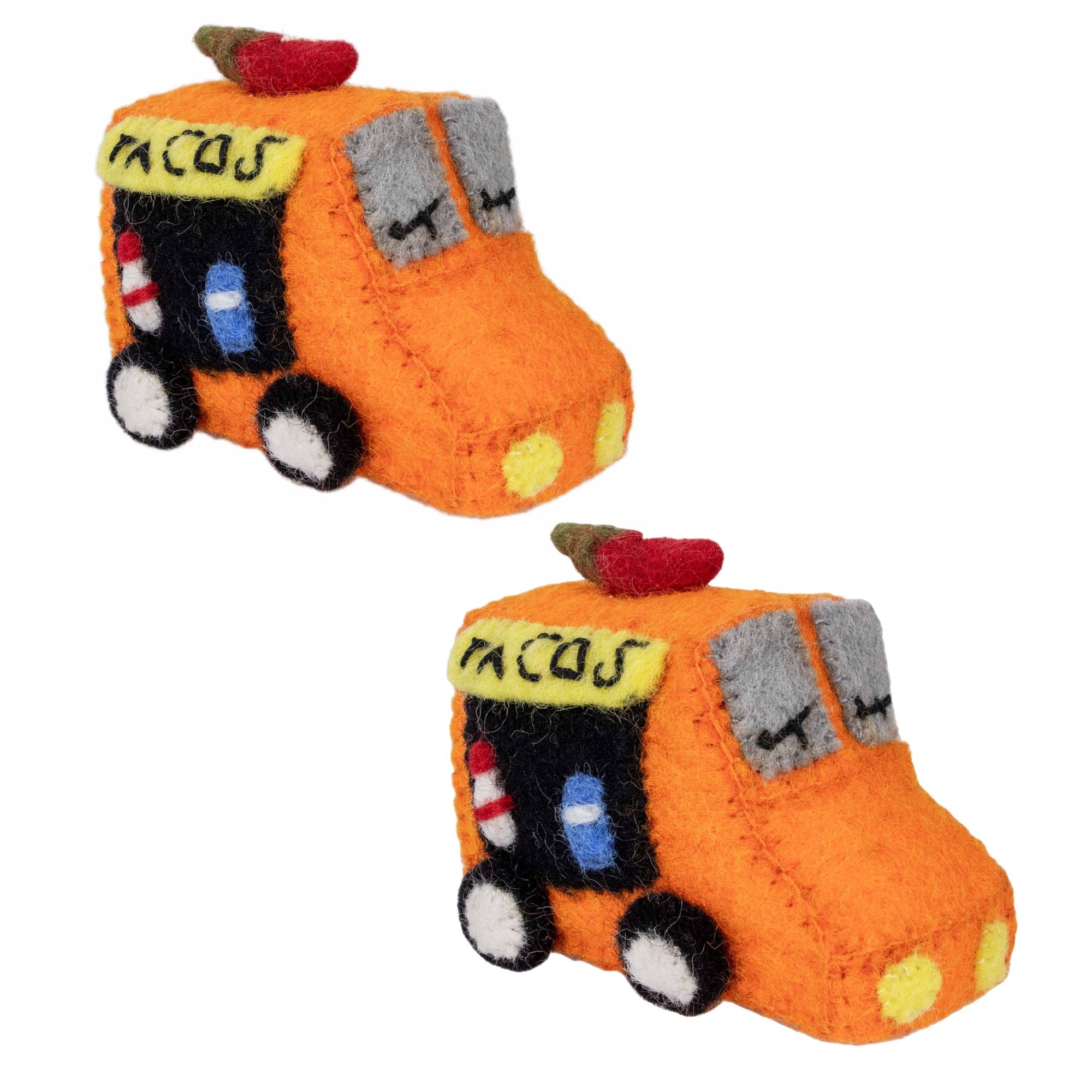 Handmade Taco Truck Felt Ornaments, Set of 2