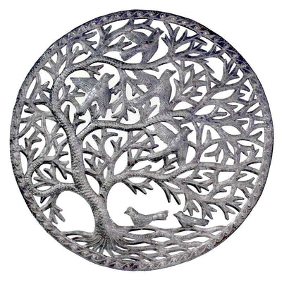 Stormy Tree of Life Ringed Haitian Steel Drum Wall Art, 24"