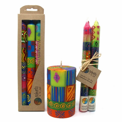 Unscented Hand-Painted Pillar Candle in Gift Box, 4-inch (Shahida Design)