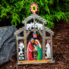 Haitian Metal Drum Tabletop Nativity with Barn Animals