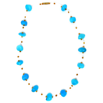 Floating Stone and Maasai Bead Necklace, Turquoise