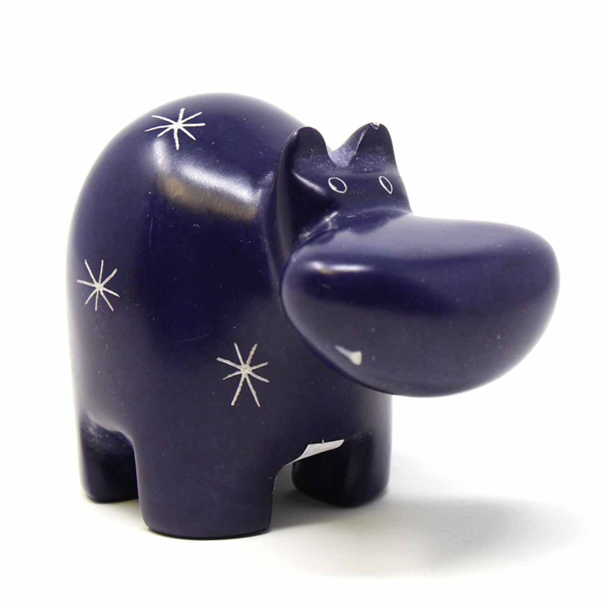 Soapstone Hippo - Large - Dark Purple