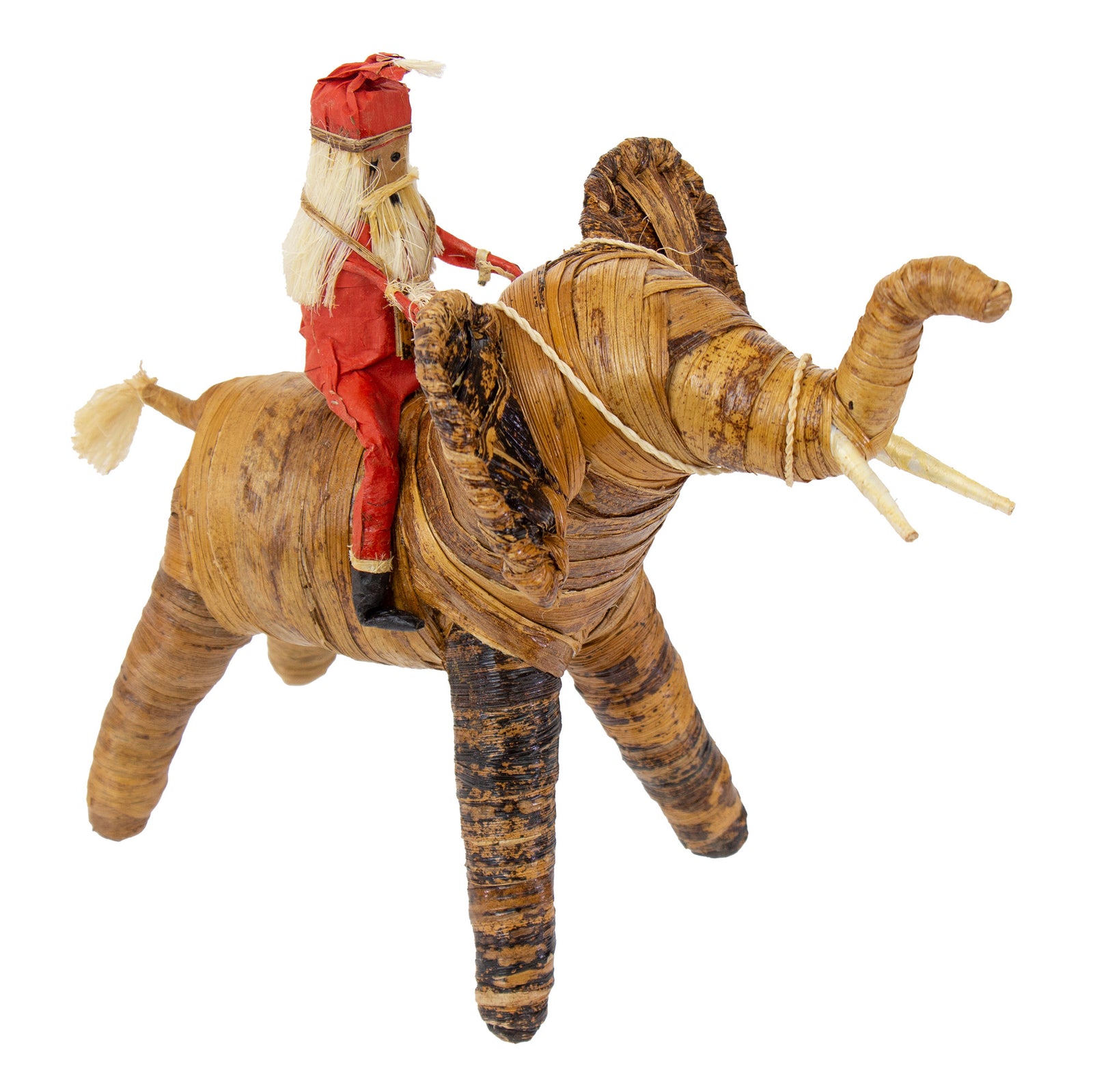 Banana Fiber Santa Riding Elephant Small Tabletop Decor