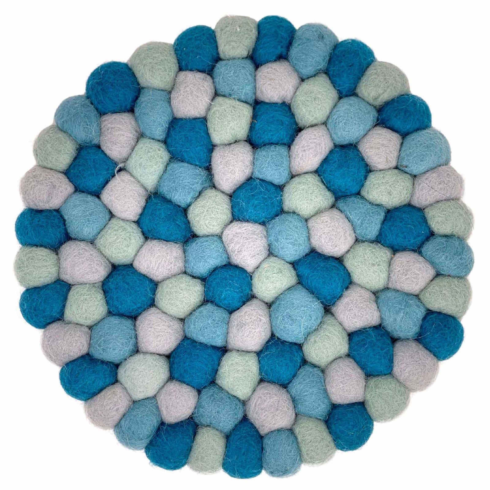 Felt Ball Trivet: Round, Ocean Sky