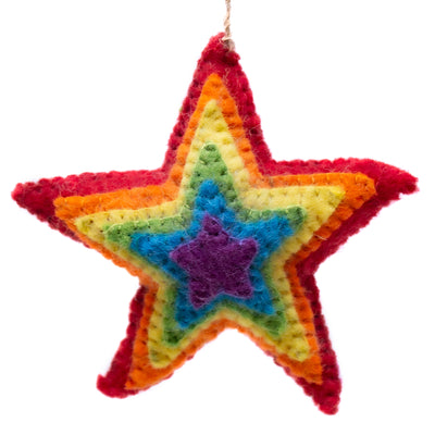 Needle Heart and STAR Burst Handmade Felt Ornaments, Set of 2