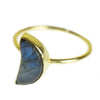 Handmade Labradorite Stone Crescent Moon Golden Brass Ring