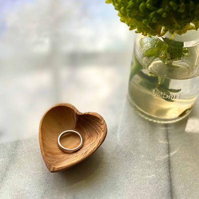 Petite Olive Wood Heart Trinket Bowl