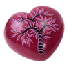 Large Soapstone Red Puffy Heart with Acacia Tree Carving
