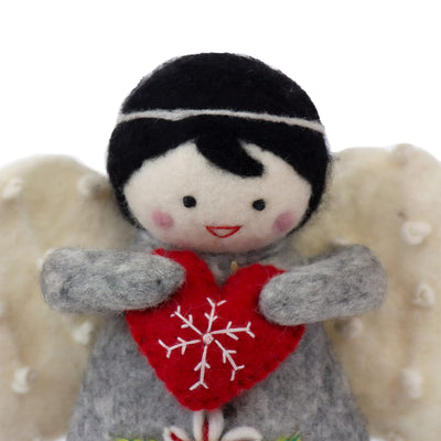 Handcrafted Felt Angel Tree Topper/Tabletop Décor, Grey