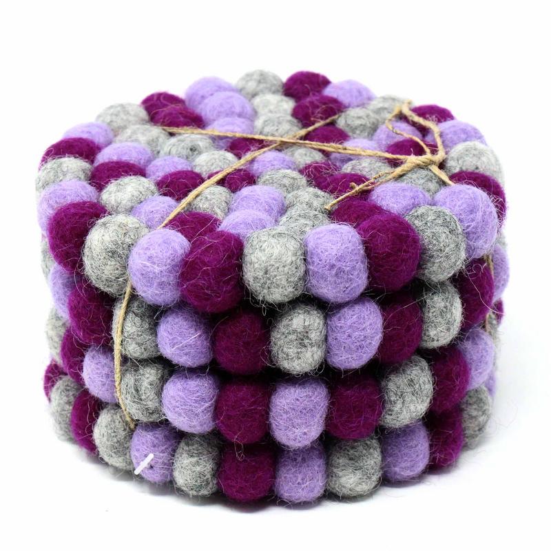Felt Ball Coasters: 4-pack, Chakra Purples