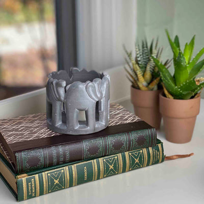 Circle of Elephants Soapstone Sculpture, 3 to 3.5-inch - Gray Stone