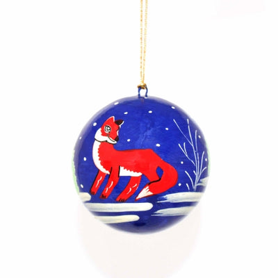 Handpainted Ornament Fox, Set of 3