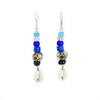 Shell and Maasai Bead Earrings, Blue Tones