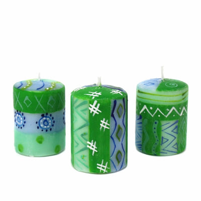 Unscented Hand-Painted Votive Candles, Boxed Set of 3 (Farih Design)