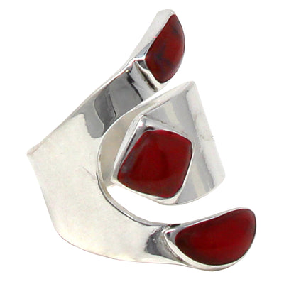 Alpaca Silver Wrap Red Jasper Ring - Size 8