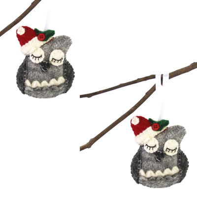 Owl Handmade Felt Ornaments, Set of 2