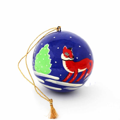 Handpainted Ornament Fox, Set of 3