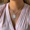 Handmade Hammered Dog Tag Pendant Matte Silver Finish Necklace