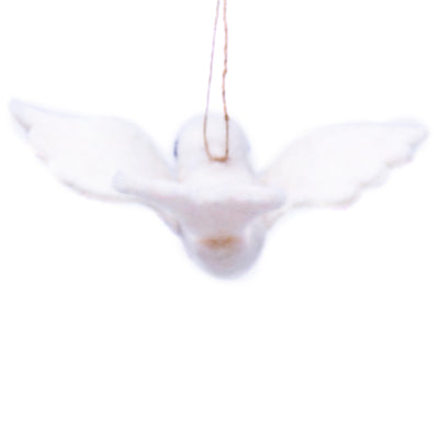 White Dove and Mistletoe Handmade Felt Ornaments, Set of 2