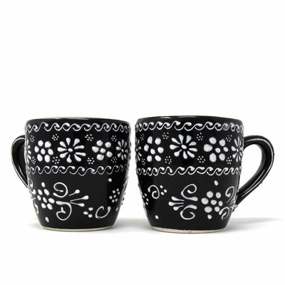 Encantada Handmade Pottery Set of Two Mugs, Ink - 12 oz.