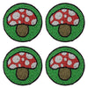 Bright Mushroom Hand Embroidered Glass Bead Coasters, Set of 4