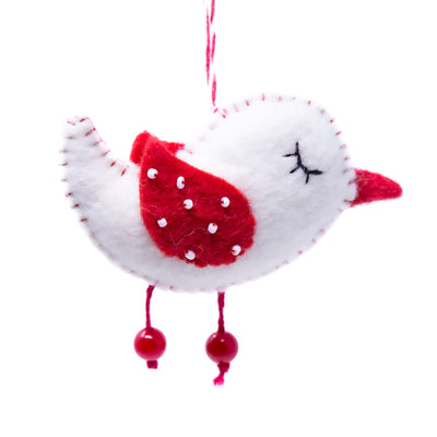 Home is Where the Heart is Bird and House Handmade Felt Ornaments, Set of 2