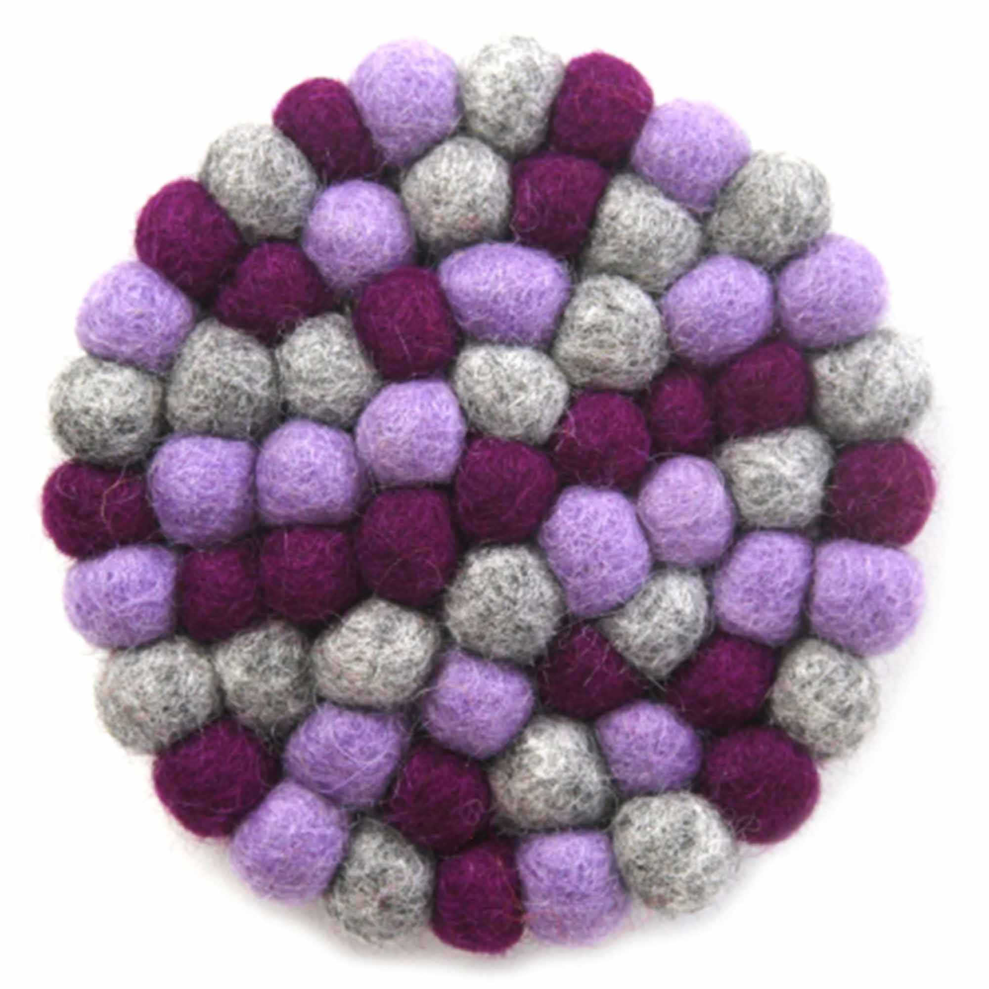 Felt Ball Trivets: Round Chakra, Purples