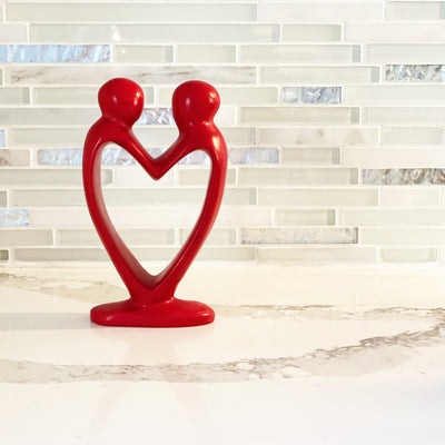 Soapstone Lovers Heart Red - 8 Inch