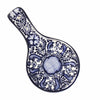 Encantada Handmade Pottery Spoon Rest, Blue Flower