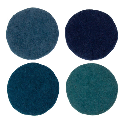 Handcrafted Felt Macaroon Trivet & Coaster Gift Set in Tidepool Blue